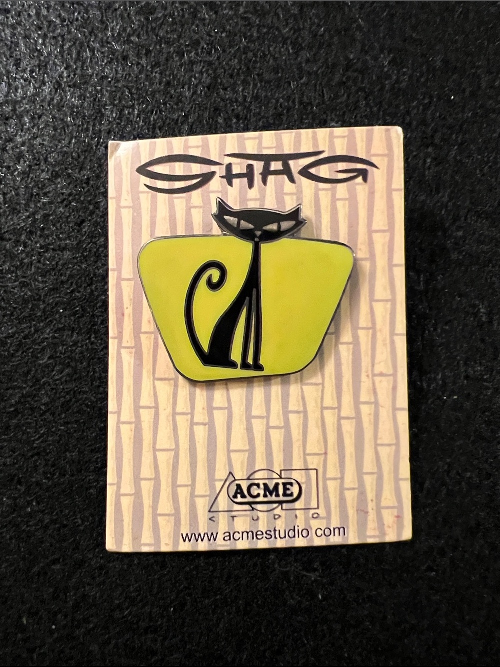 Vintage Rare ACME “Shag Cat” Enamel Pin. Designed by Josh Agle.
